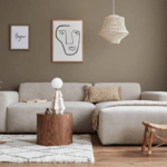 Microcement applied to a living room wall.
