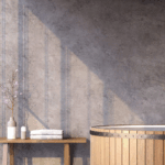 Microcement in a modern bathroom.